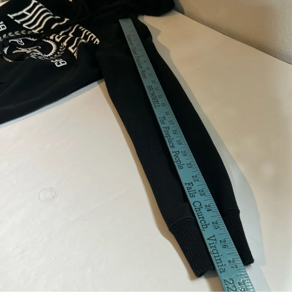 Hollister California Black Hoodie Size XS White And Gray Graphics
